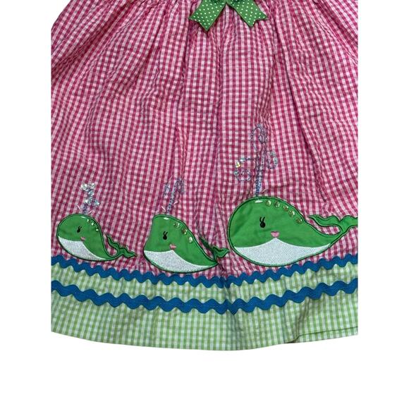 Rare Editions Whale Dress 24 Months Pink Gingham Seersucker Summer Baby Outfit - Picture 3 of 8
